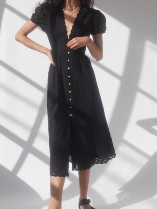 Wilfred Dresses & Skirts - Wilfred Black Eyelet Midi Dress